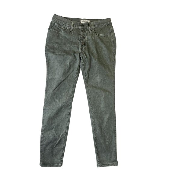 Madewell Green 9" High-Rise Skinny Jeans Style J6665 28P Cotton Blend Button Fly - Picture 1 of 10